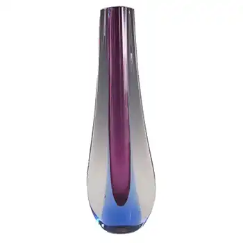 Galliano Ferro Murano Sommerso Purple & Blue Glass Stem Vase
