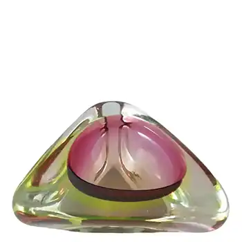 Arte Nuova Murano Pink & Uranium Green Sommerso Glass Bowl