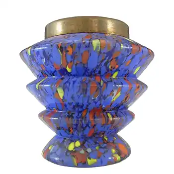 Ernst Steinwald / Franz Tomschick Czech Art Deco Blue Spatter Glass Posy Vase