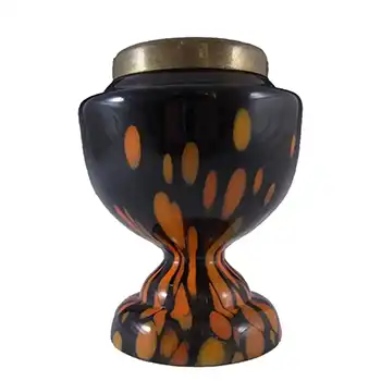 Czech 1930's Black & Orange Spatter/Splatter Glass Vase