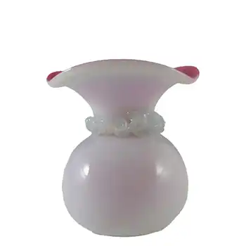 Victorian Opaque Custard Glass Pink & Ivory Cased Vase