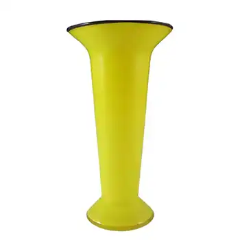 Franz Welz Czech Yellow & Black Glass Tango Vase