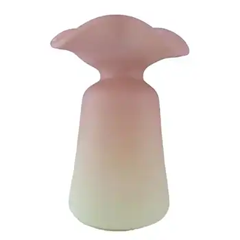 Victorian Burmese Satin Pink & Yellow Uranium Glass Vase