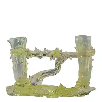 John Walsh Victorian Vaseline/Uranium Glass Double Thorn Vase