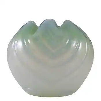 Victorian 1900's Opalescent Green Glass Rose Bowl