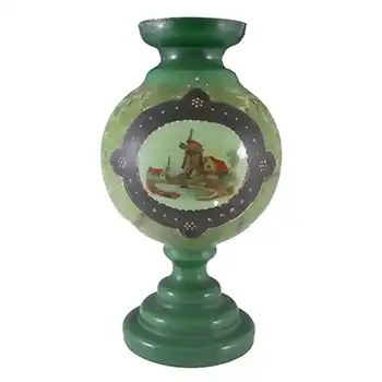 Victorian Hand Painted/Enamelled Opaque Glass Vase