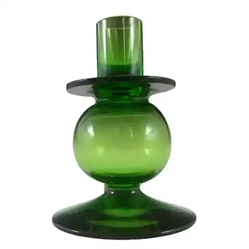 Wedgwood Green Glass Bulbous Candlestick RSW152