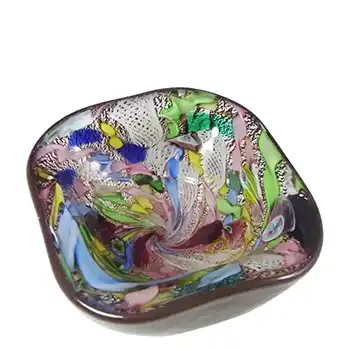 AVEM Murano Zanfirico Bizantino / Tutti Frutti Red Glass Bowl
