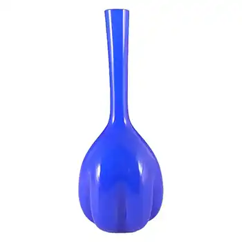Elme 1970s Scandinavian Blue Cased Glass 'Melon-Form' Vase #2
