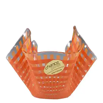 Chance Brothers Orange Glass "Gingham" Handkerchief Vase - Label