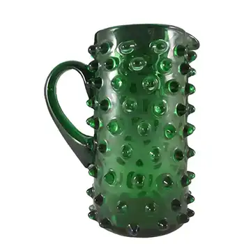 Empoli Verde Italian Green Glass Spikey Seed Pod Jug / Pitcher