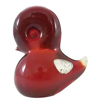 FM Konstglas/Ronneby Swedish Red Glass Bird - Labelled