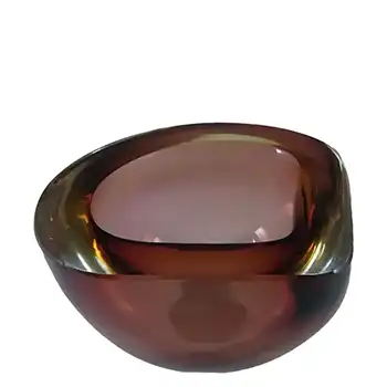 Murano Geode Brown & Amber Sommerso Glass Bowl