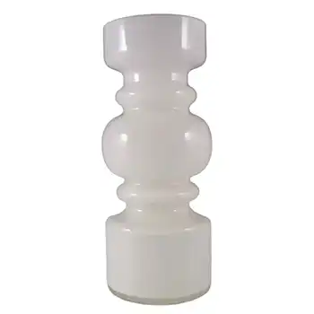Lindshammar 1970's Swedish White Hooped Glass Vase