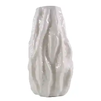 Ingrid/Ingridglas 1970's White Glass Bark Textured Vase #2