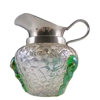 Kralik Art Nouveau 1900's Iridescent Glass "Martelé" Jug