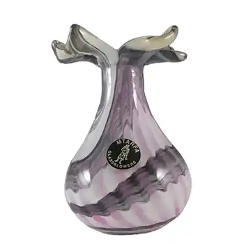 SIGNED Mtarfa Maltese Organic Purple & White Glass Vase
