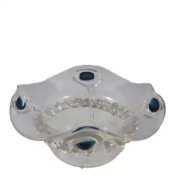 Richardson Victorian Blue & Clear Glass Peacock Eye Trails / Cairngorm Bowl
