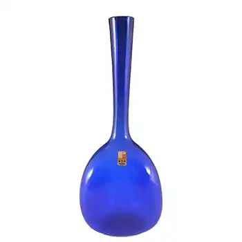 Ryd Labelled Scandinavian Blue Glass Three Sided Vase