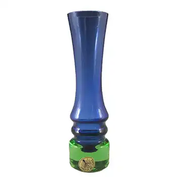 Sea Glasbruk 1970's Swedish Blue & Green Glass Stem Vase