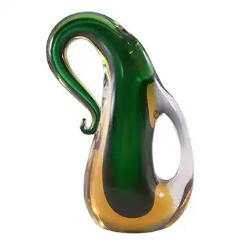 Murano / Venetian Green & Amber Sommerso Glass Vase