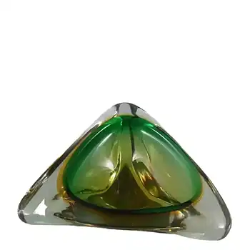Arte Nuova Murano Green & Amber Sommerso Glass Bowl