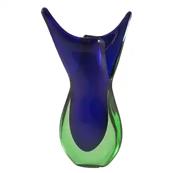 Murano/Sommerso 1950's Blue & Green  Glass Vase