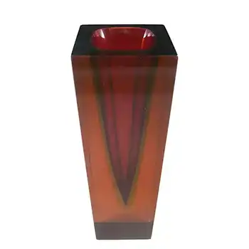Large Murano Faceted Sommerso Glass Block Vase