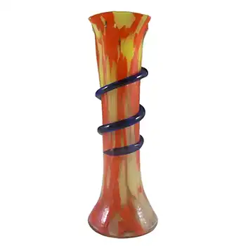 Czech 1930's Red & Yellow Spatter / Splatter Glass Vase