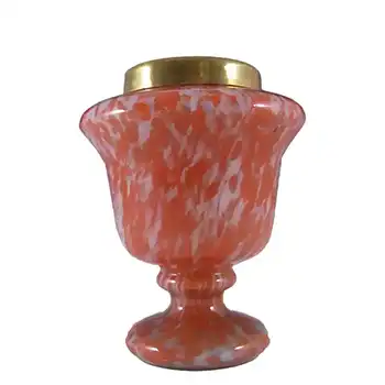 Czech 1930's Red & White Spatter/Splatter Glass Vase
