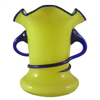 Czech 1930's/40's Yellow & Blue Glass Tango Vase #2