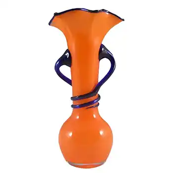 Czech 1930's/40's Orange & Blue Glass Tango Vase