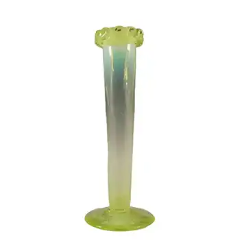 Victorian Vaseline/Uranium Opalescent Glass Stem Vase