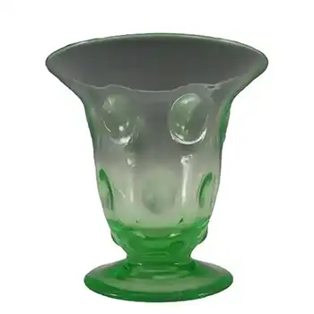 Thomas Webb Uranium Green Glass Bull's Eye Vase - Marked