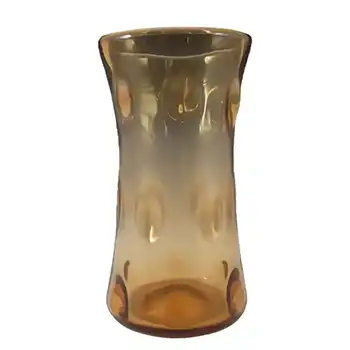 Thomas Webb Golden Amber Glass Bull's Eye Vase - Marked