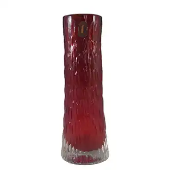 Whitefriars #9834 Baxter Ruby Red Glass Textured Vase