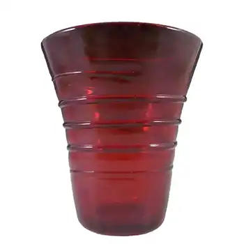 Whitefriars #8886 Powell Ruby Red Glass Ribbon Trail Vase