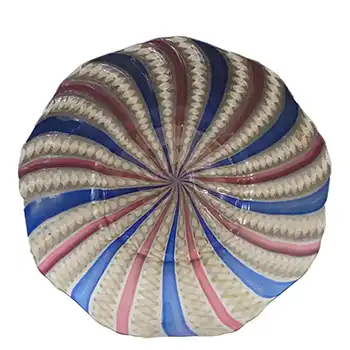 Salviati Murano Zanfirico & Aventurine Pink/Blue Glass Plate