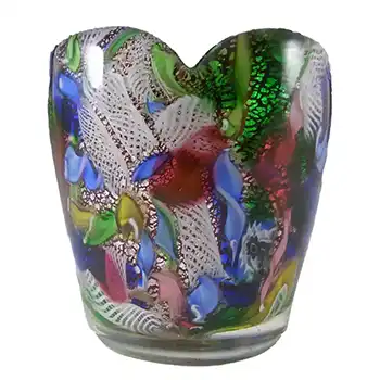 AVEM Murano Zanfirico Bizantino / Tutti Frutti Red Glass Vase