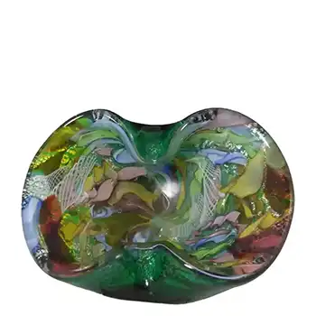 AVEM Murano Zanfirico Bizantino / Tutti Frutti Green Glass Bowl