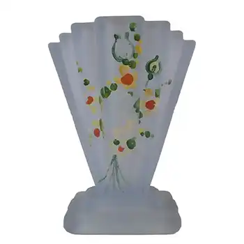 Bagley #334 Art Deco 4" Painted Blue Glass 'Grantham' Vase