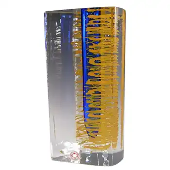 Beránek #1999/24/22 Czech Blue & Yellow Glass Vase by Jan Konarik