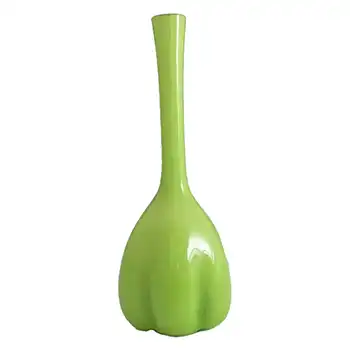 Elme 1970s Scandinavian Green Cased Glass 'Melon-Form' Vase