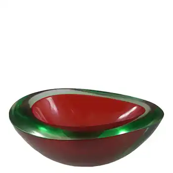 Murano Geode Red & Green Sommerso Glass Teardrop Bowl
