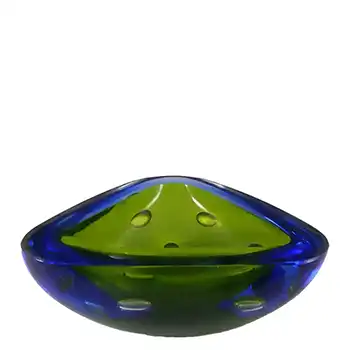 Murano Geode Green & Blue Sommerso Glass Triangle Bowl