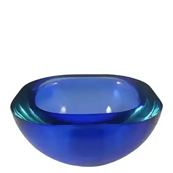 Murano Geode Blue & Turquoise Sommerso Glass Square Bowl