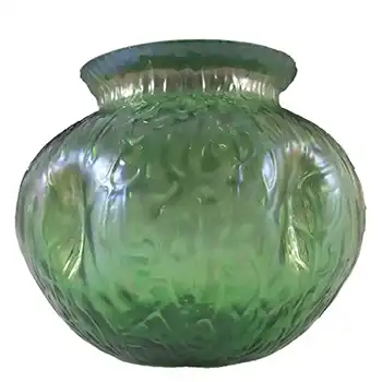 Art Nouveau Bohemian 1900's Iridescent Green Glass Vase