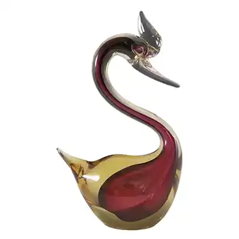 Murano/Sommerso Brown & Amber Cased Glass Swan Sculpture