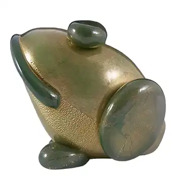 SIGNED Alberto Donà Gold Leaf Murano Glass Frog Sculpture