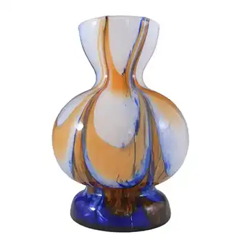 V.B. Opaline Florence Italian Empoli Marbled Glass Vase